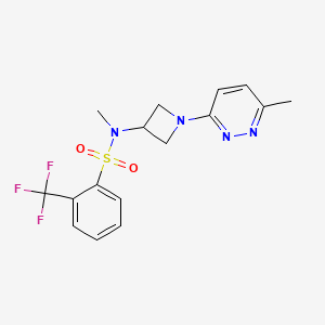 molecular formula C16H17F3N4O2S B12240380 N-methyl-N-[1-(6-methylpyridazin-3-yl)azetidin-3-yl]-2-(trifluoromethyl)benzene-1-sulfonamide 