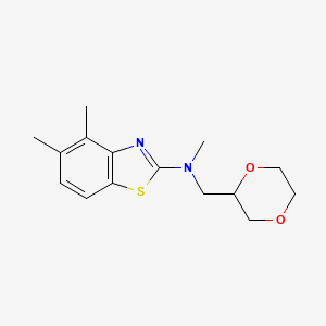molecular formula C15H20N2O2S B12240447 N-[(1,4-dioxan-2-yl)methyl]-N,4,5-trimethyl-1,3-benzothiazol-2-amine 