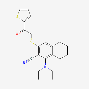 molecular formula C21H24N2OS2 B1224060 1-(Diethylamino)-3-[(2-oxo-2-thiophen-2-ylethyl)thio]-5,6,7,8-tetrahydronaphthalene-2-carbonitrile 