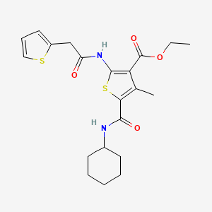 molecular formula C21H26N2O4S2 B1224062 ETHYL 5-[(CYCLOHEXYLAMINO)CARBONYL]-4-METHYL-2-{[2-(2-THIENYL)ACETYL]AMINO}-3-THIOPHENECARBOXYLATE 