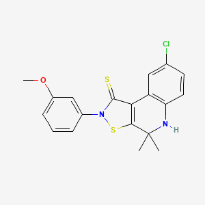 molecular formula C19H17ClN2OS2 B1224063 8-Chloro-2-(3-methoxyphenyl)-4,4-dimethyl-4,5-dihydroisothiazolo[5,4-c]quinoline-1(2h)-thione 
