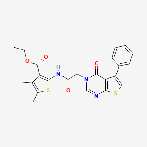 molecular formula C24H23N3O4S2 B1224068 Ethyl 4,5-dimethyl-2-[[2-(6-methyl-4-oxo-5-phenylthieno[2,3-d]pyrimidin-3-yl)acetyl]amino]thiophene-3-carboxylate 