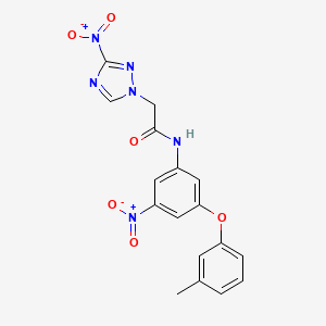 N-[3-(3-methylphenoxy)-5-nitrophenyl]-2-(3-nitro-1,2,4-triazol-1-yl)acetamide
