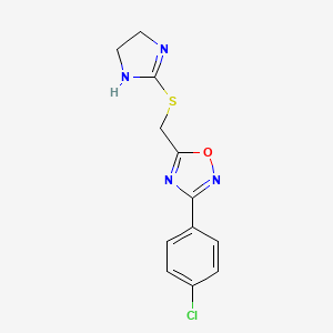 3-(4-chlorophenyl)-5-(4,5-dihydro-1H-imidazol-2-ylsulfanylmethyl)-1,2,4-oxadiazole