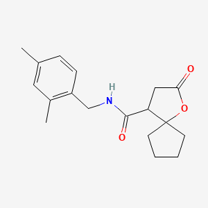 molecular formula C18H23NO3 B1224093 N-[(2,4-Dimethylphenyl)methyl]-2-oxo-1-oxaspiro[4.4]nonane-4-carboxamide 