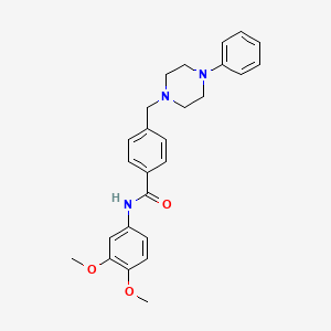 molecular formula C26H29N3O3 B1224105 N-(3,4-dimethoxyphenyl)-4-[(4-phenyl-1-piperazinyl)methyl]benzamide 