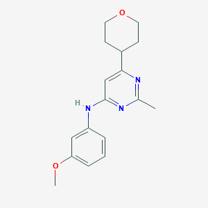 molecular formula C17H21N3O2 B12241087 N-(3-methoxyphenyl)-2-methyl-6-(oxan-4-yl)pyrimidin-4-amine 