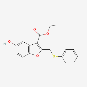 molecular formula C18H16O4S B1224110 5-Hydroxy-2-[(phenylthio)methyl]-3-benzofurancarboxylic acid ethyl ester 