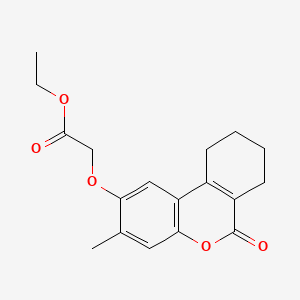 molecular formula C18H20O5 B1224118 ETHYL 2-({3-METHYL-6-OXO-6H,7H,8H,9H,10H-CYCLOHEXA[C]CHROMEN-2-YL}OXY)ACETATE 