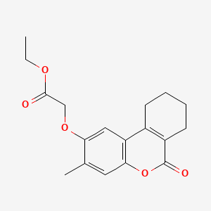 molecular formula C18H20O5 B1224118 2-[(3-Methyl-6-oxo-7,8,9,10-tetrahydrobenzo[c][1]benzopyran-2-yl)oxy]acetic acid ethyl ester 