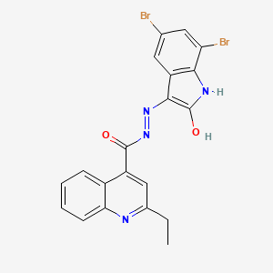 molecular formula C20H14Br2N4O2 B1224120 N'-(5,7-dibromo-2-oxo-3-indolyl)-2-ethyl-4-quinolinecarbohydrazide 