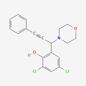 molecular formula C19H17Cl2NO2 B1224131 2,4-Dichloro-6-[1-(4-morpholinyl)-3-phenylprop-2-ynyl]phenol 