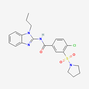 molecular formula C21H23ClN4O3S B1224133 4-chloro-N-(1-propyl-2-benzimidazolyl)-3-(1-pyrrolidinylsulfonyl)benzamide 