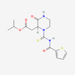 molecular formula C15H19N3O4S2 B1224134 Isopropyl (3-oxo-1-{[(2-thienylcarbonyl)amino]carbonothioyl}-2-piperazinyl)acetate 