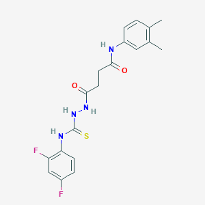 molecular formula C19H20F2N4O2S B1224148 4-[[(2,4-difluoroanilino)-sulfanylidenemethyl]hydrazo]-N-(3,4-dimethylphenyl)-4-oxobutanamide 