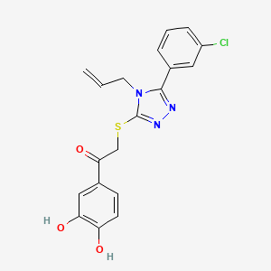 molecular formula C19H16ClN3O3S B1224158 2-[[5-(3-Chlorophenyl)-4-prop-2-enyl-1,2,4-triazol-3-yl]thio]-1-(3,4-dihydroxyphenyl)ethanone 