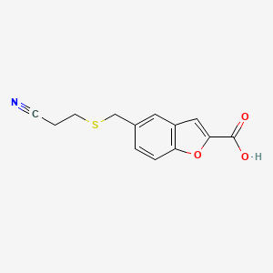 molecular formula C13H11NO3S B1224166 5-[(2-Cyanoethylthio)methyl]-2-benzofurancarboxylic acid 