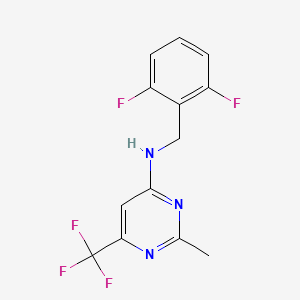molecular formula C13H10F5N3 B12241676 N-[(2,6-difluorophenyl)methyl]-2-methyl-6-(trifluoromethyl)pyrimidin-4-amine 