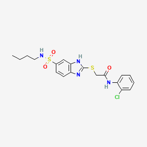 molecular formula C19H21ClN4O3S2 B1224169 2-[[6-(butylsulfamoyl)-1H-benzimidazol-2-yl]thio]-N-(2-chlorophenyl)acetamide 