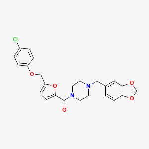 molecular formula C24H23ClN2O5 B1224171 [4-(1,3-Benzodioxol-5-ylmethyl)-1-piperazinyl]-[5-[(4-chlorophenoxy)methyl]-2-furanyl]methanone 