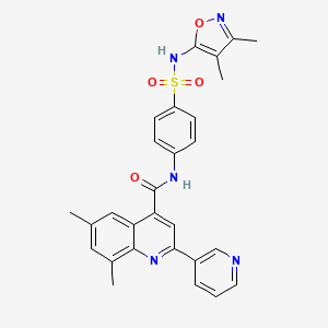 molecular formula C28H25N5O4S B1224175 N-[4-[(3,4-dimethyl-5-isoxazolyl)sulfamoyl]phenyl]-6,8-dimethyl-2-(3-pyridinyl)-4-quinolinecarboxamide 
