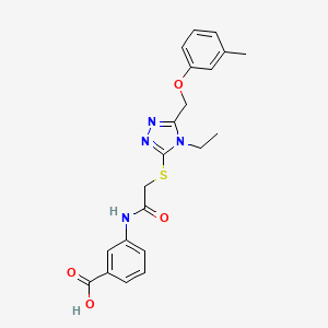 molecular formula C21H22N4O4S B1224176 3-[[2-[[4-Ethyl-5-[(3-methylphenoxy)methyl]-1,2,4-triazol-3-yl]thio]-1-oxoethyl]amino]benzoic acid 