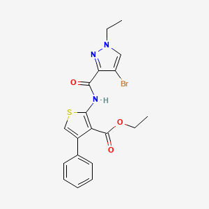 molecular formula C19H18BrN3O3S B1224177 ethyl 2-{[(4-bromo-1-ethyl-1H-pyrazol-3-yl)carbonyl]amino}-4-phenyl-3-thiophenecarboxylate 