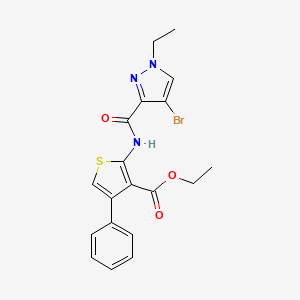 molecular formula C19H18BrN3O3S B1224177 2-[[(4-Bromo-1-ethyl-3-pyrazolyl)-oxomethyl]amino]-4-phenyl-3-thiophenecarboxylic acid ethyl ester 
