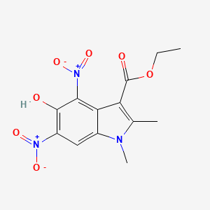 molecular formula C13H13N3O7 B1224178 Ethyl 5-hydroxy-1,2-dimethyl-4,6-dinitroindole-3-carboxylate 