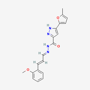 N-[(E)-[(E)-3-(2-methoxyphenyl)prop-2-enylidene]amino]-5-(5-methylfuran-2-yl)-1H-pyrazole-3-carboxamide