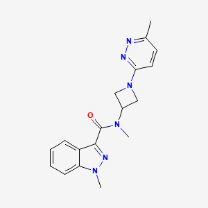 molecular formula C18H20N6O B12241844 N,1-dimethyl-N-[1-(6-methylpyridazin-3-yl)azetidin-3-yl]-1H-indazole-3-carboxamide 