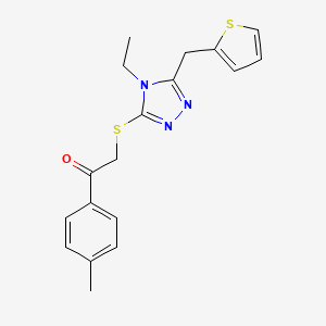 2-[[4-Ethyl-5-(thiophen-2-ylmethyl)-1,2,4-triazol-3-yl]thio]-1-(4-methylphenyl)ethanone