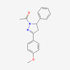 molecular formula C18H18N2O2 B1224200 1-[5-(4-Methoxyphenyl)-3-phenyl-3,4-dihydropyrazol-2-yl]ethanone CAS No. 201545-01-9