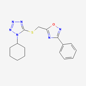 molecular formula C16H18N6OS B1224203 5-[[(1-Cyclohexyl-5-tetrazolyl)thio]methyl]-3-phenyl-1,2,4-oxadiazole 