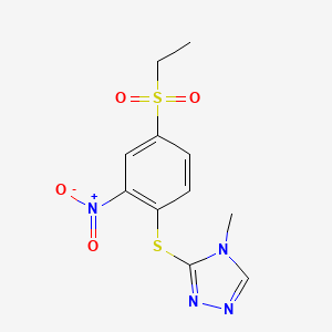 molecular formula C11H12N4O4S2 B1224214 3-{[4-(ETHANESULFONYL)-2-NITROPHENYL]SULFANYL}-4-METHYL-4H-1,2,4-TRIAZOLE 