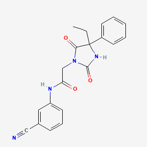 molecular formula C20H18N4O3 B1224222 N-(3-cyanophenyl)-2-(4-ethyl-2,5-dioxo-4-phenyl-1-imidazolidinyl)acetamide 