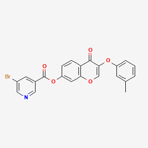 molecular formula C22H14BrNO5 B1224228 3-(3-methylphenoxy)-4-oxo-4H-chromen-7-yl 5-bromopyridine-3-carboxylate 