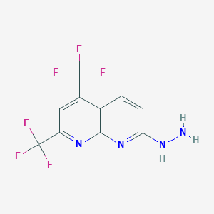 molecular formula C10H6F6N4 B1224234 [5,7-双（三氟甲基）-1,8-萘啶-2-基]肼 CAS No. 241488-23-3