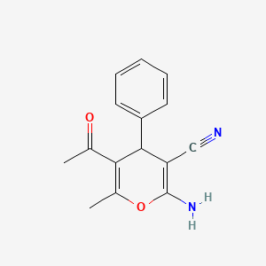 molecular formula C15H14N2O2 B1224236 5-Acetyl-2-amino-6-methyl-4-phenyl-4H-pyran-3-carbonitrile CAS No. 89809-89-2
