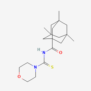 molecular formula C19H30N2O2S B1224239 3,5,7-trimethyl-N-[4-morpholinyl(sulfanylidene)methyl]-1-adamantanecarboxamide 