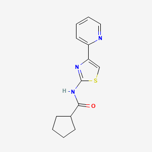 molecular formula C14H15N3OS B1224245 N-[4-(2-pyridinyl)-2-thiazolyl]cyclopentanecarboxamide 