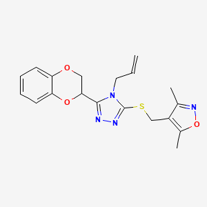 molecular formula C19H20N4O3S B1224248 4-[[[5-(2,3-Dihydro-1,4-benzodioxin-3-yl)-4-prop-2-enyl-1,2,4-triazol-3-yl]thio]methyl]-3,5-dimethylisoxazole 