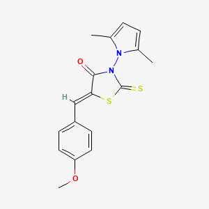 molecular formula C17H16N2O2S2 B1224255 (5Z)-3-(2,5-二甲基吡咯-1-基)-5-[(4-甲氧基苯基)亚甲基]-2-硫代亚甲基-1,3-噻唑烷-4-酮 
