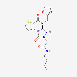 molecular formula C18H25N5O4S B12242551 N-butyl-2-{8-[(furan-2-yl)methyl]-7,12-dioxo-5-thia-1,8,10,11-tetraazatricyclo[7.3.0.0^{2,6}]dodeca-2(6),3,9-trien-11-yl}acetamide 