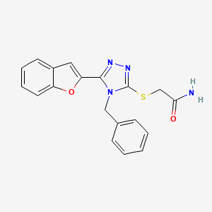 molecular formula C19H16N4O2S B1224257 2-[[5-(2-Benzofuranyl)-4-(phenylmethyl)-1,2,4-triazol-3-yl]thio]acetamide 