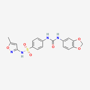 molecular formula C18H16N4O6S B1224266 3-(2H-13-BENZODIOXOL-5-YL)-1-{4-[(5-METHYL-12-OXAZOL-3-YL)SULFAMOYL]PHENYL}UREA 