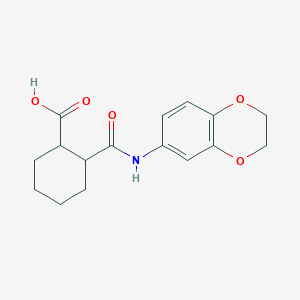 molecular formula C16H19NO5 B1224269 2-[(2,3-DIHYDRO-1,4-BENZODIOXIN-6-YLAMINO)CARBONYL]-1-CYCLOHEXANECARBOXYLIC ACID 