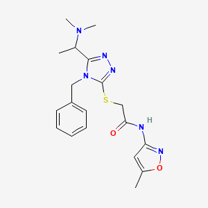 molecular formula C19H24N6O2S B1224273 2-[[5-[1-(dimethylamino)ethyl]-4-(phenylmethyl)-1,2,4-triazol-3-yl]thio]-N-(5-methyl-3-isoxazolyl)acetamide 