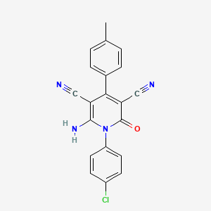 molecular formula C20H13ClN4O B1224274 2-Amino-1-(4-chlorophenyl)-4-(4-methylphenyl)-6-oxopyridine-3,5-dicarbonitrile 