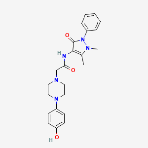 molecular formula C23H27N5O3 B1224287 N-(1,5-dimethyl-3-oxo-2-phenyl-4-pyrazolyl)-2-[4-(4-hydroxyphenyl)-1-piperazinyl]acetamide 